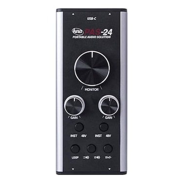 KNA PAS24 Portable Audio Interface 24Bit192kHz USB Sound Card for Home Recording Musicians and Creators XLR 14 TRS Inputs Dual Balanced Outputs Headphone Out Phantom Power Gain Control