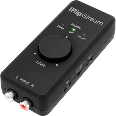 IK Multimedia iRig Stream stereo audio interface for iPhone iPad Mac iOS and PC with USBC Lightning and USB for 24bit 48 kHz recording from mixers and studio gear