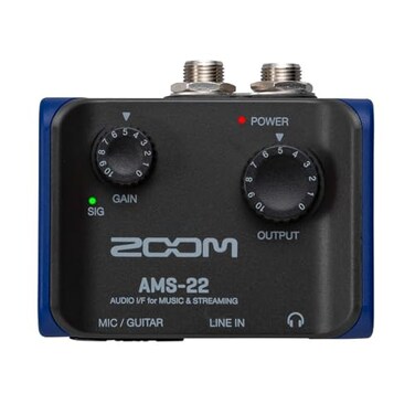 Zoom AMS22 Audio Interface 1 XLRTRS input Stereo Line Input 2 Outputs Loopback Direct Monitoring BusPowered for Recording and Streaming on PC Mac iOS and Android