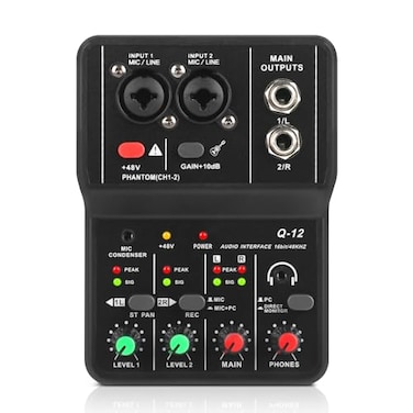 XTUGA USB Audio Interface for PCInterface for Recording Music Computer Recording Audio Interface XLR with 355m Microphone Jack USB Sound Card for Recording Studio Ultralow Latency PlugPlay Q12