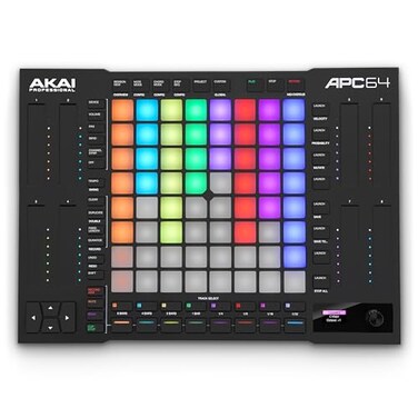 Akai Professional APC64 Ableton MIDI Controller with 8 Touch Strips Step Sequencer 64 RGB VelocitySensitive Pads CV Gates MIDI In and Out USBC
