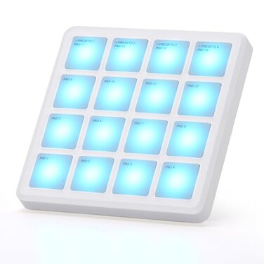 M-Wave MVAVE Wireless MIDI Controller Pads 41 41 Inch 028 LBS Bluetooth Portable USB with 16 Drum Note Repeat Full Level Buttons Rechargeable battery White Pocket