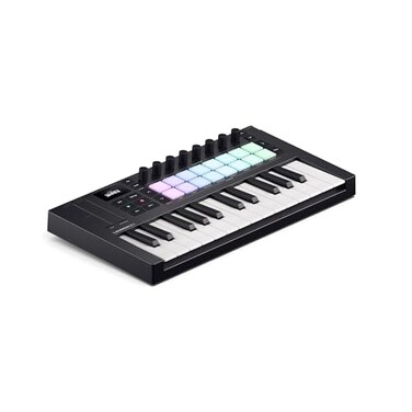 Novation Launchkey Mini 25 MK4 Portable 25 MiniKey USB MIDI Keyboard Controller with DAW Integration Chord Mode Scale Mode Drum Pads and Arpeggiator Includes Music Creation Software Bundle