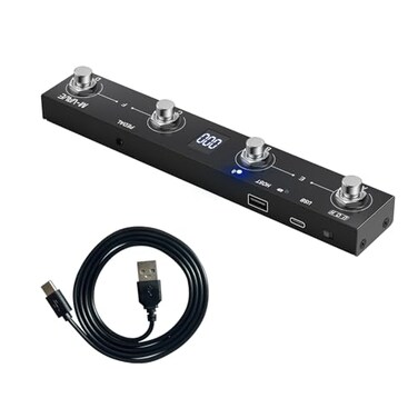 M-VAVE MVAVE Chocolate Plus Wireless Page Turner Pedal MIDI Foot Controller 4 Buttons BT Rechargeable External Pedal for Loop Pedal Tuner Switching Control