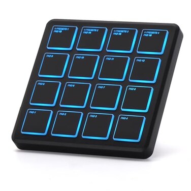 M-WAVE MVAVE Wireless MIDI Controller Pads 41 41 Inch 028 LBS Bluetooth Portable USB with 16 Drum Note Repeat Full Level Buttons Rechargeable battery Black Pocket
