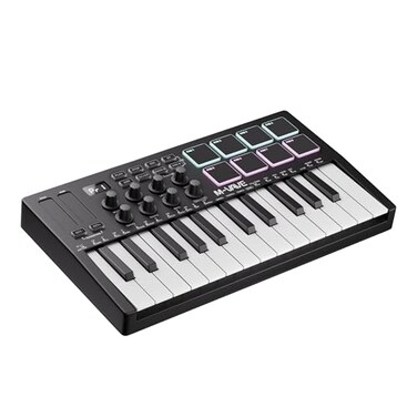 DaierTek Midi Keyboard Controller 25 Key Portable Mini Bluetooth USB Midi Piano with 8 Backlit Drum Pad 8 Knobs and Music Production Software for Computer Recording Music Production