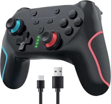 Matbip Wireless Controller for SwitchSwitch LiteSwitch OLEDSwitch 2 Wireless controller with 2 back buttons 3level TURBO adjustablebluered