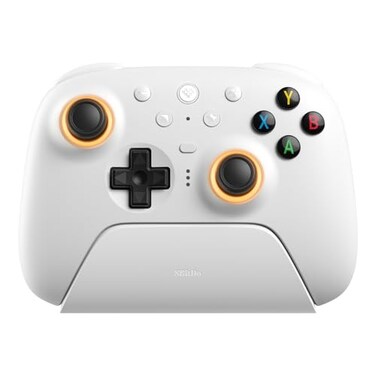 8Bitdo Ultimate 2 Wireless Gaming Controller with TMR Joysticks Switchable Hall EffectTactile Triggers 8Speed Wireless Tech Charging Dock RGB Fire Ring for PC Android White