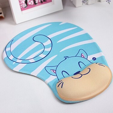 Onwon Cartoon Wrist Protected Personalized Computer Decoration Gel Wrist Rest Mouse Pad Ergonomic Design Memory Foam Mouse Pad Gel Mouse PadWrist RestBlue Cat Style