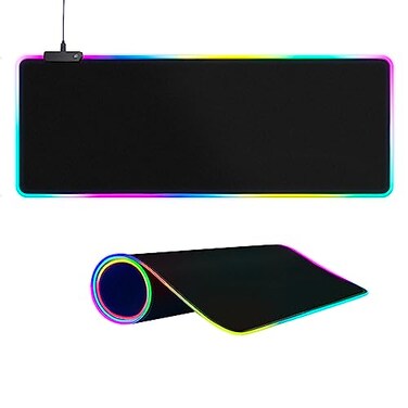 FULLPAD Large RGB Gaming Mouse Pad 15 Light Modes Touch Control Extended Soft Computer Keyboard Mat NonSlip Rubber Base for Gamer Esports Pros 315X118RGB
