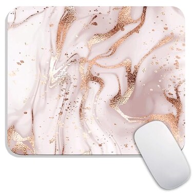 Armanza Square Mouse Pad Rose Gold Marble Personalized PremiumTextured Custom Mouse Mat Design Washable Mousepad Cloth NonSlip Rubber Base Computer Mouse Pads for Wireless Mouse