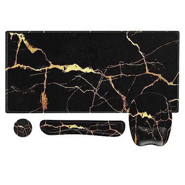Anyshock Mousepad with Wrist Rest Desk Pad for Keyboard and Mouse Black Mouse Pad Ergonomic Mouse Pad Set Keyboard Wrist Rest with Coaster Desk Mat Set for Office Black Gold Marble