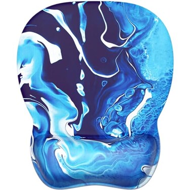 MROCO Ergonomic Mouse Pad with Gel Wrist Rest Smooth Wrist Support Surface NonSlip PU Base for Pain Relief Comfortable Mousepad for Computer Laptop Office Home 94 x 81 in Blue Waves