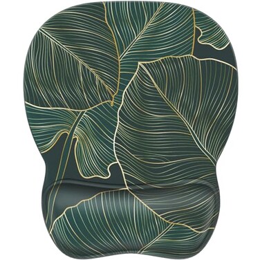 MROCO Ergonomic Mouse Pad with Gel Wrist Rest Smooth Wrist Support Surface NonSlip PU Base for Pain Relief Comfortable Mousepad for Computer Laptop Office Home 94 x 81 in Green Leaves