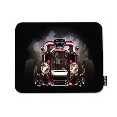 HOSNYE Car Mousepad NonSlip Rubber Gaming Mouse Pad Hot Rod with Smoke Background Rectangle Mouse Pads for Computers Laptop