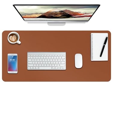 Boutilon Leather Desk Pad ProtectorNonSlip Mouse PadLaptop Desk PadOffice Mouse MatWaterproof Leather Desk BlotterDesk Writing Pad for Office and Home MBrown30x14