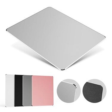 HONKID Metal Aluminum Mouse Pad Office and Gaming Thin Hard Mouse Mat Double Sided Waterproof Fast and Accurate Control Mousepad for Laptop Computer and PC945 X 787 InchSilver