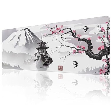 ETZ Japanese Cherry Blossom Mouse Pad 315 118 012 inch Extended Large Mouse Mat Desk Pad Stitched Edges MousepadNonSlip Rubber BaseGaming Mouse PadOffice Home