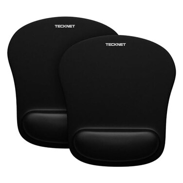 TECKNET 2 Pack Mouse Pad with Wrist Support Ergonomic Gaming Mouse Pad Pain Relief Portable Comfortable Mousepad for Computer Laptop Office Home NonSlip Base Waterproof Surface Black