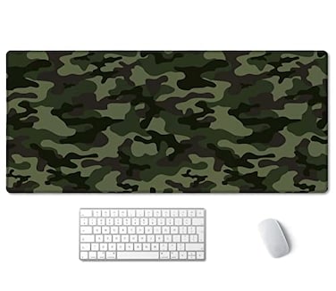 SSOIU Extended Gaming Mouse Pad 355x157 in Large NonSlip Rubber Base Mousepad with Stitched Edges Waterproof Keyboard Mouse Mat Desk Pad for Work Game Office Home Green Camouflage