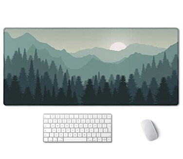 SSOIU Sunset Mountains Landscape Green Desk Mat Extra Large Desk Mat Large Gaming Mouse Pad Extended Mouse Pad Gaming Keyboard Mat NonSlip Laptop Computer Keyboard Mousepad for Office and Home
