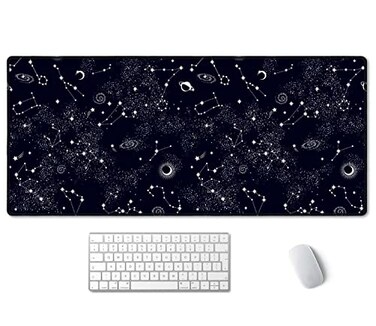 SSOIU Extended Gaming Mouse Pad 355x157 in Large Stable Rubber Base Mousepad with Stitched Edges Keyboard Mouse Mat Desk Pad for Work Game Office Home Space Galaxy Constellation