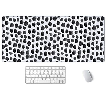 SSOIU Polka Dot Extended Gaming Mouse Pad Mat Large Desk Mat Non Slip Rubber Base Computer Desktop Laptop Keyboard Mouse Mat Stitched Edges 355x157 in XXL Waterproof Mousepad for Work Game