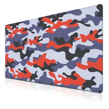 Samgula Keyboard Mouse Pad Blue Home Office Desk Pad Large Mousepads Computer Mat Keyboard Desk Mat Waterproof NonSlip Rubber Base 354 X 157 for Game Office Camouflage with Red Spots