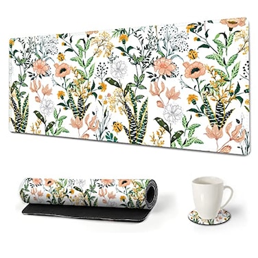 DINKY Inspirational Quote Mouse Pad Stable NonSlip Rubber Base Mousepads Large Mouse Mat with Stitched Edge Keyboard Mouse Mat Desk Pad for Office HomeWhite Flor