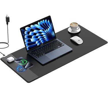TopMade Wireless Charging Mouse Pad Gaming Mousepad Home Office Large Desk Pad with UltraSmooth Surface NonSlip Base Waterproof Keyboard Mat Includes 20W PD Power Adapter 656ft Woven Cable