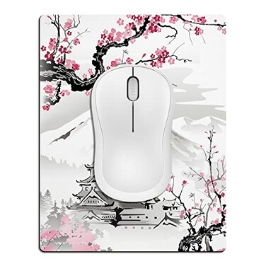 Cyanbone Small Mouse Pad Cute Mini Mouse Pads for Wireless Mouse and Laptop Travel Mousepads with Designs Japanese Cherry BlossomSakura Portable Mousepad with Nonslip Rubber Base 55 x 7 Inch