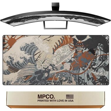 MPCO. MPCO Original Large Gaming Desk Mat 36 x 17 Duraglyde Masterpiece Shogun Full Desk Mouse Pad for Smooth Precision NonSlip Washable ExtraLarge PC Mouse Pad for Gaming Sessions