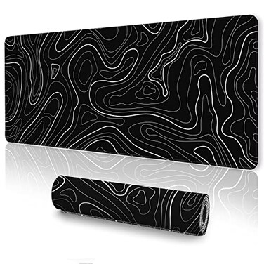 UJoowalk Topographic Gaming Mouse Pad Large Black and White 315 x 118 in