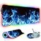 stmedazm RGB Gaming Mouse Pad with Coffee Coaster XXL Large Glowing LED Mousepad AntiSlip Rubber Base Computer Keyboard Desk Mouse Mat 315 X 118 Inch Blue Flame