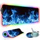 stmedazm RGB Gaming Mouse Pad with Coffee Coaster XXL Large Glowing LED Mousepad AntiSlip Rubber Base Computer Keyboard Desk Mouse Mat 315 X 118 Inch Blue Flame