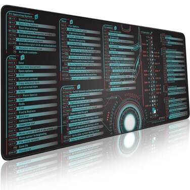 Pixiecube Excel Cheat Sheet Desk Pad Excel Shortcut Keys Mouse Pad Extended Large XL Gaming Mousepad PC Office Spreadsheet Keyboard Mat NonSlip Stitched Edge