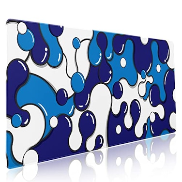aportt Navy Blue White Mouse Pad Anime Cool Geometric Japanese Extended Desk Mat 90X40 CM NonSlip Rubber Base Stitched Edge Large XXL Mousepad for Gaming Laptop Computer Desktop 354157 Inch