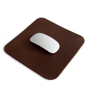 Leather Worx Ergonomic Mouse Pad Executive Work Desk Office Essentials Tracking Accuracy Mouse Control Thick Full Grain Leather Handmade Bourbon Brown