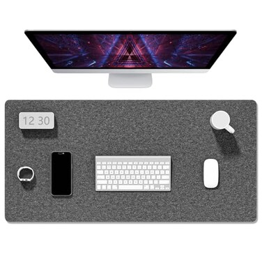 Auhoahsil Felt Desk Mat Minimalist Large Mouse Pad XXL 355 x 157 in Desk Matt for Desktop Keyboard Laptop Computer Office Work from Home Gaming Gray