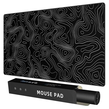 Rinaze Extra Large Gaming Mouse Pad with Black Topographic XXL Mousepad Big Mouse Mat Desk Pad Non Slip Keyboard Pad for Gaming Computer Laptop PC Office Desk Accessories