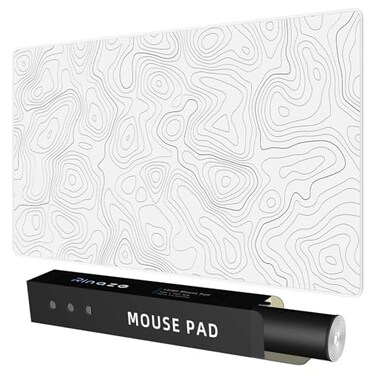 Rinaze Extra Large Gaming Mouse Pad with White Topographic XXL Mousepad Big Mouse Mat Desk Pad Non Slip Keyboard Pad for Gaming Computer Laptop PC Office Desk Accessories