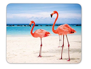 Qien BaiSei Flamingos Walking on The Beach Mouse padNonSlip Rubber MousepadApplies to GamesHome SchoolOffice Mouse pad