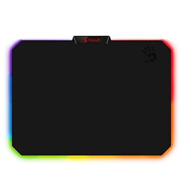 Bloody Gaming RGB LED Gaming Mouse Pad Soft Cloth Surface Low Friction Surface Ideal for Accuracy Speed Control 10 RGB LED Zones Waterproof NonSlip Rubber Base Medium 14 X 10 MP60R