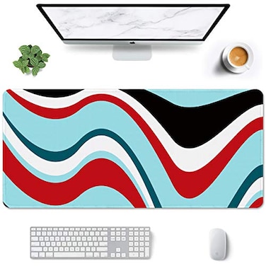 Auhoahsil Large Mouse Pad Full Desk XXL Extended Gaming Mouse Pad 35 X 15 Waterproof Desk Mat wStitched Edge NonSlip Laptop Computer Keyboard Mousepad for Office Home Colorful Marble Design