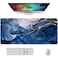Auhoahsil Large Mouse Pad XXL Desk Pad Extened 35 x 15 NonSlip Rubber Base Stitched Edges Superior Surface Waterproof Keyboard Mat Large Mousepad for Gamer Office Home Ink Navy Marble