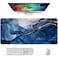 Auhoahsil Large Mouse Pad XXL Desk Pad Extened 35 x 15 NonSlip Rubber Base Stitched Edges Superior Surface Waterproof Keyboard Mat Large Mousepad for Gamer Office Home Ink Navy Marble