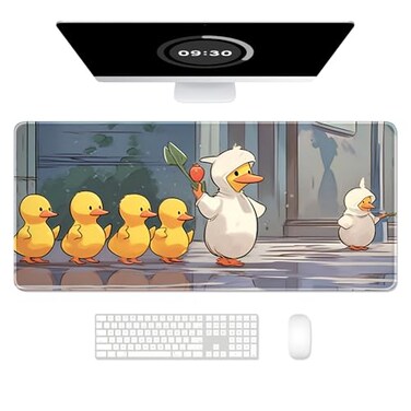 Auhoahsil Ultra Large Gaming Mousepad XXL Extended Full Size Desktop Matt for Keyboard Laptop Computer 355 x 157 in Anime Cute Ducks