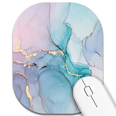 CJYRHFY Small Mouse PadMini Mouse Pad 6 x 7 Inchfor Laptop Keyboard Tray Wireless Mouse Home Office Travelwith NonSlip Rubber Base Waterproof Mouse MatCyan Blue Marble