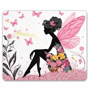 Smooffly Butterfly Women Mouse PadPink Butterfly Beautiful Women NonSlip Rubber Mouse pad Gaming Mouse Pad