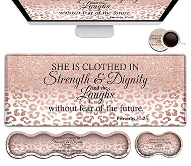 FDHHKJUKO Large Mouse Pad Office Desk PadLaptop Desk Table Protector Writing Mat Ergonomic Extended Pink Leopard Mouse Pad Keyboard Wrist Rest Support SetProverbs 3125 Verse Desk Mat Gaming Mouse Pad